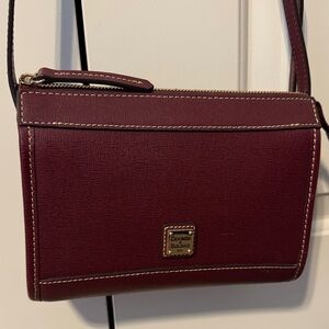 Dooney & Bourke Saffiano Leather Cranberry Zip Crossbody Bag